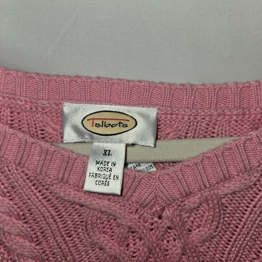Talbots Pink Crew Neck Sweater with Textural Knit - Picture 3 of 5